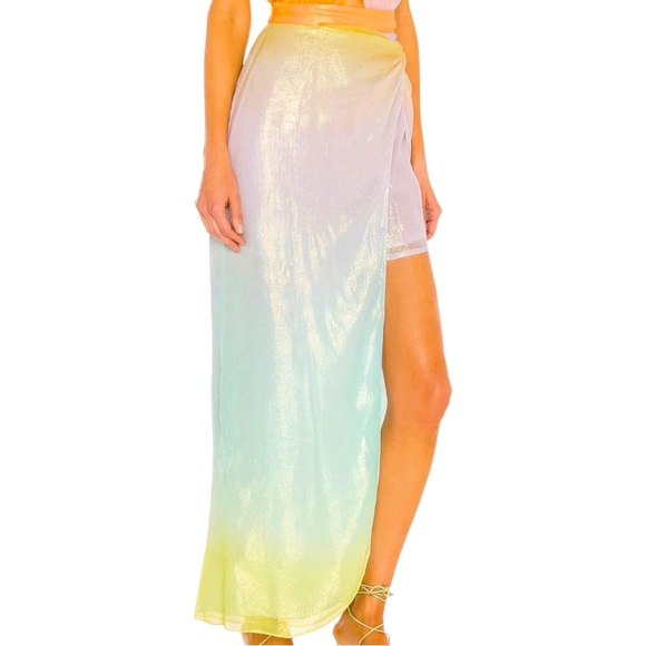 HP 🎉 Rococo Sand Free People Leal XL Purple Blue Ombre Chiffon Metallic Shimmer - Picture 4 of 15